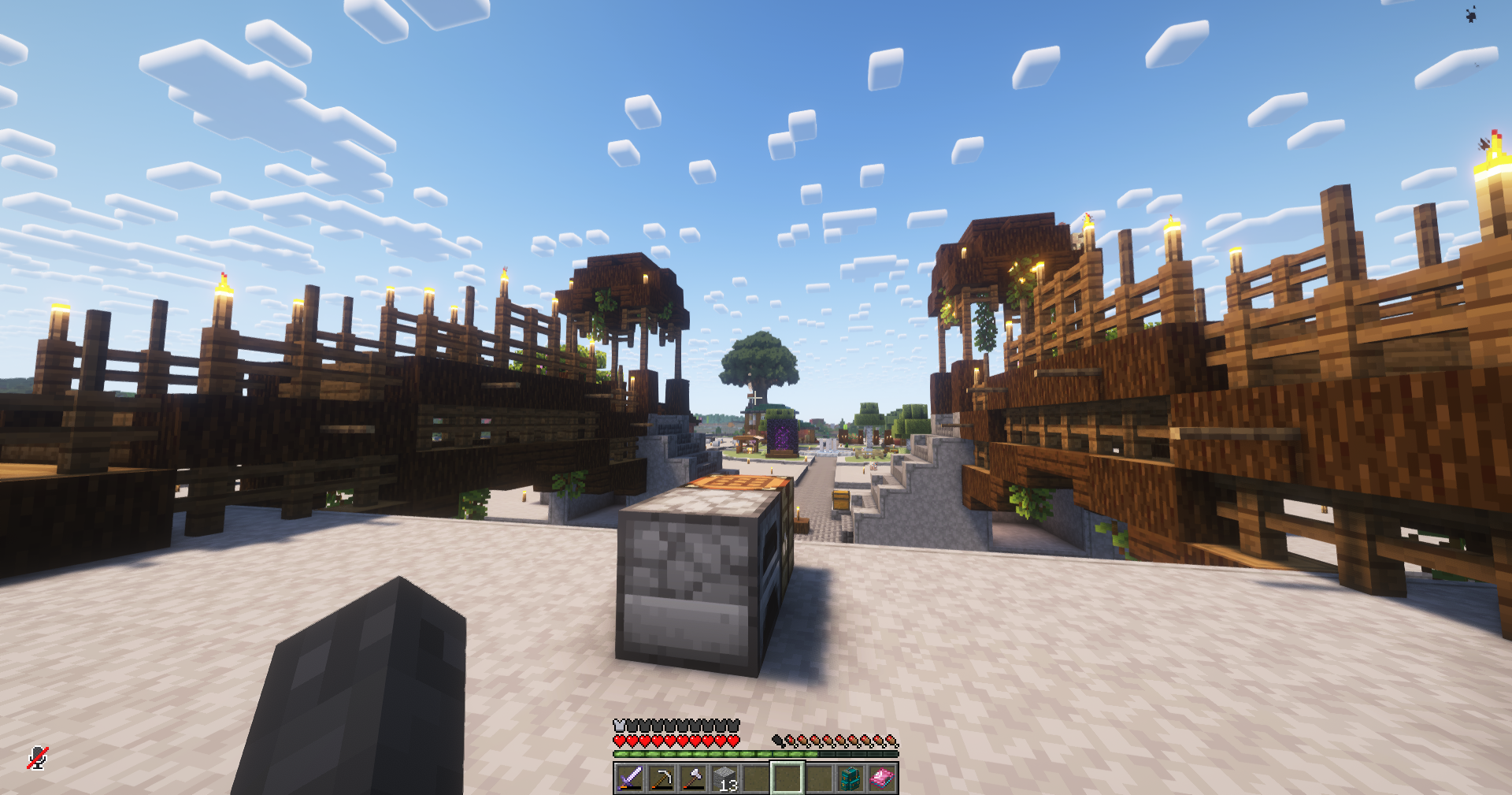 Dual wooden bridges