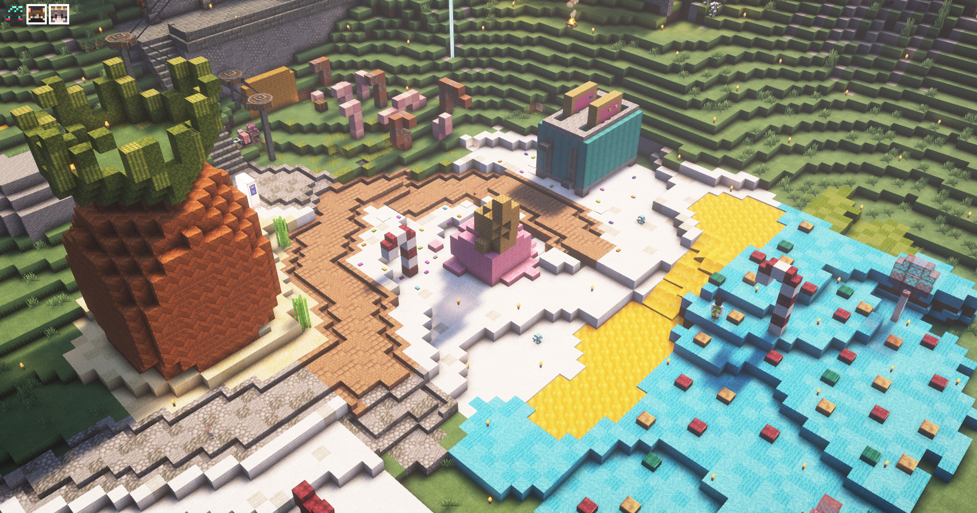 An aerial shot of my candyland biome