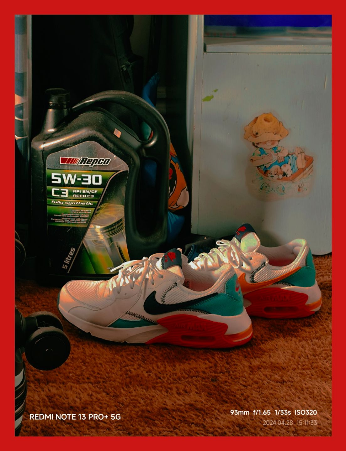 shoes and oil