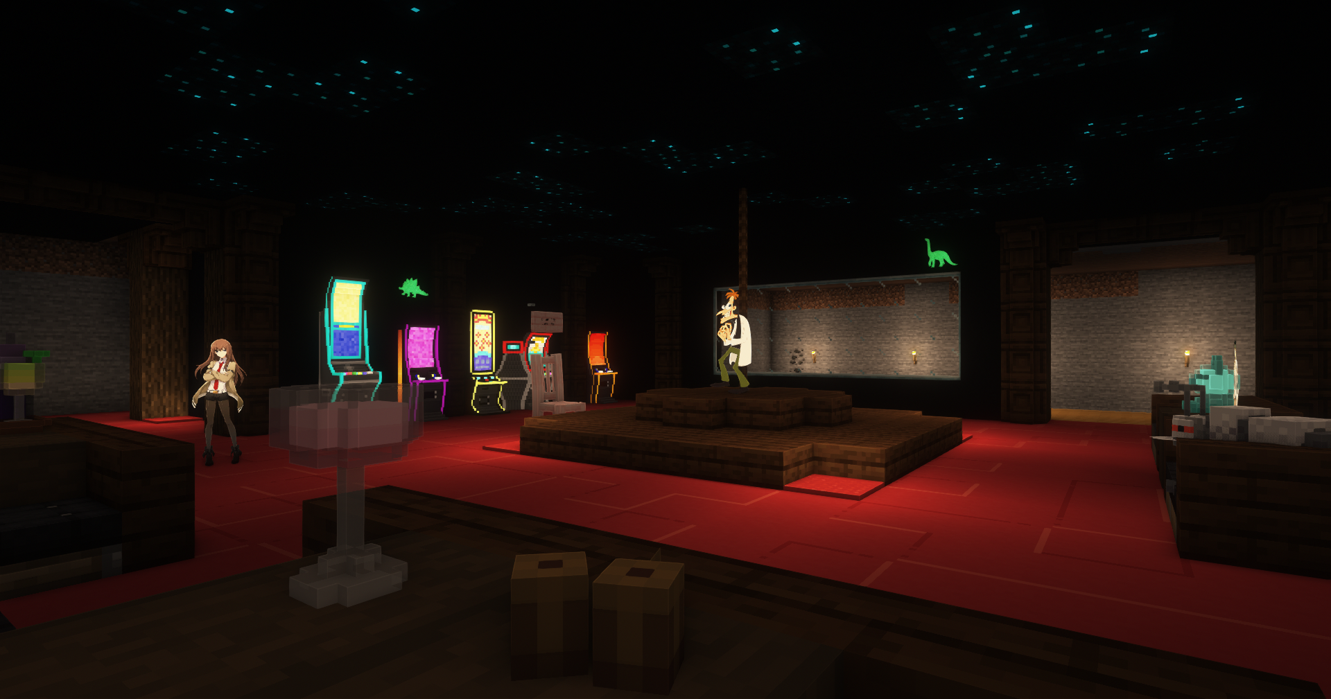 A dark club with cool things going on