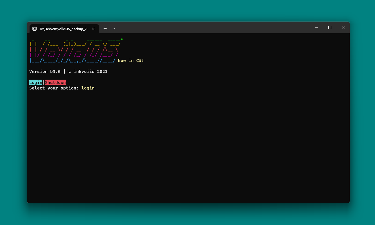 A console based program with many colours.